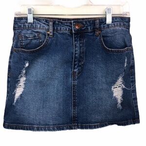 Forever 21 Blue Distressed Jean Skirt Sz 27